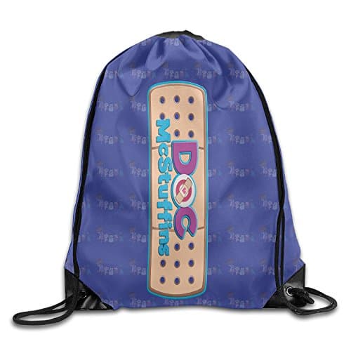 Doc McStuffins Logo White Drawstring Backpack Bag
