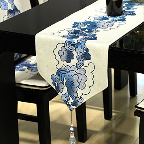 Chinese-Style Table Runner classical fluid systems embroidered simple bed Runner hotel bed end towel Table Runner tea Table Runner -A 32x260cm(13x102inch)
