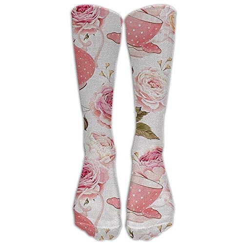 Tea Cups With Roses Art Printed Socks Crazy Patterned Fun Long Cotton Socks