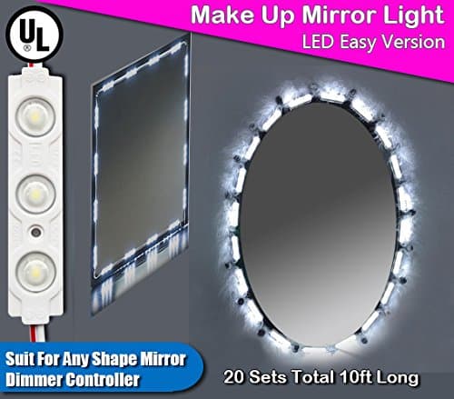 Crystal Version Make Up Mirror Led Light, LEDTEEM Vanity Mirror Light Kit 2nd Generation With Dimmer and UL Power Supply, 10ft, 5050 Led Chip (Remote Control)