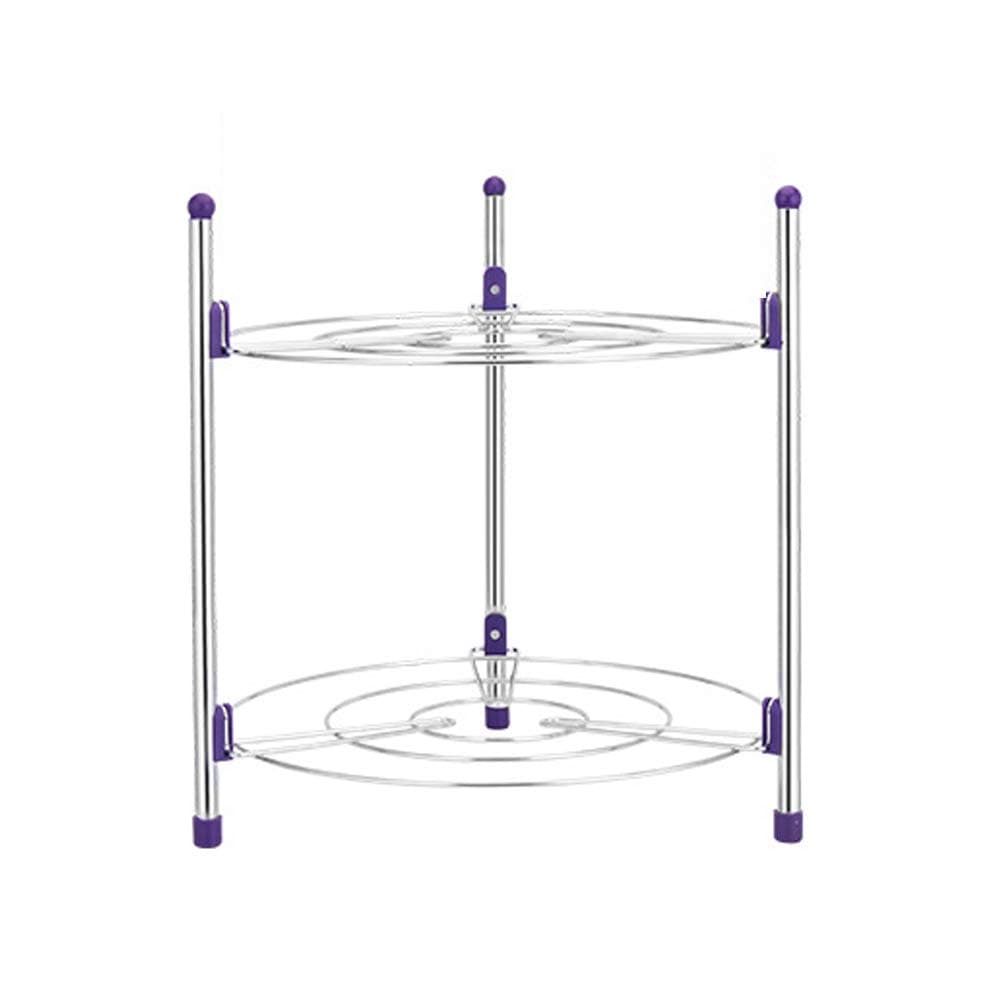 Usmascot 2 Tier Pan Rack Multi-functional Kitchen Storage Rack Stainless Steel Pan Pot Organizer Rack Multi-layer Rack Pan Lid Organizer Standing Storage Cabinet Pantry (2 Tier)