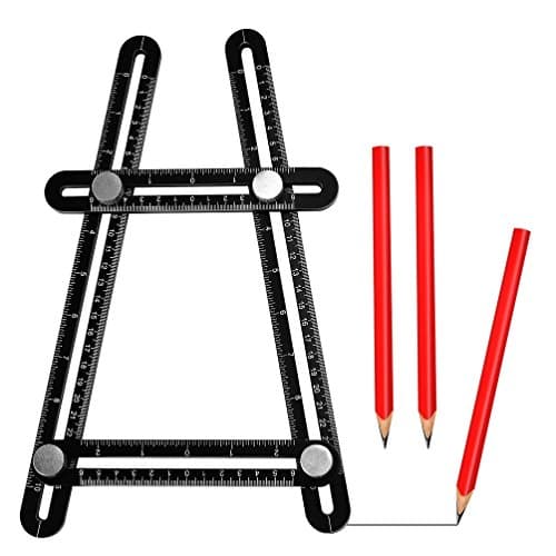 Angleizer Template Tool Aluminum Alloy Multi Angle Ruler with 3 Carpenter Pencils for Builders Craftsmen Weekend Warriors and DIY-ers