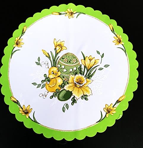 Amazing Easter Table Runners Tablecloths Oval Round Table Decorations New (Green/White - Round (35cm))