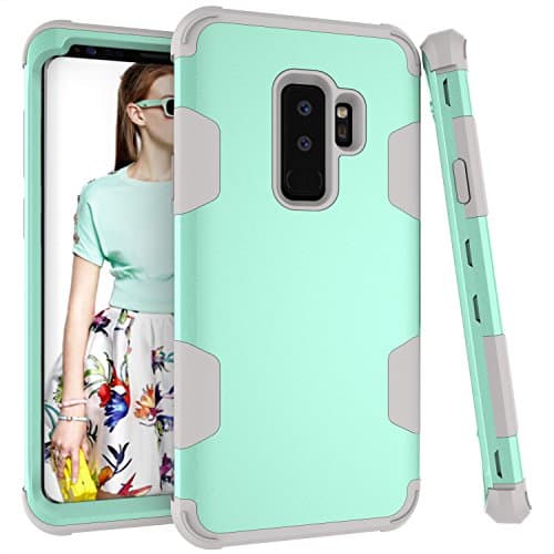 Galaxy S9 Plus Case, Daker Three Layer Full Body Heavy Duty [PC+TPU+PC] Hybrid Sturdy Anti-Shock Cover High Impact Drop Resistant Protective Case for Samsung Galaxy S9 Plus 6.2 inch 2018 (Mint Grey)