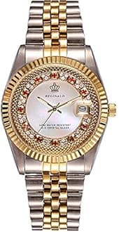 ReginaldMens Watches Hands Sapphire Full Gold Stainless Steel Quartz Dial Unisex Watch