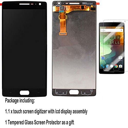 NUMKUN LCD Display Touch Screen Digitizer Assembly for OnePlus 2 oneplus two Unlocked Smartphone, 64GB Sandstone Black 2 Model A2005[Tempered Glass Screen Protector as a gift]