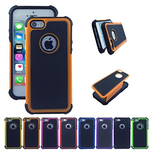 iphone 5s case, OKASE (TM) iphone 5 / 5s Case- Double Tone Dual Layer Hybrid Defender Case for Apple iphone 5 / 5s - Orange