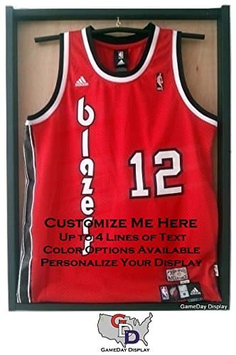 Custom Create Your Own Text Jersey Display Case Frame with Hanger and Wood Backing by GameDay Display
