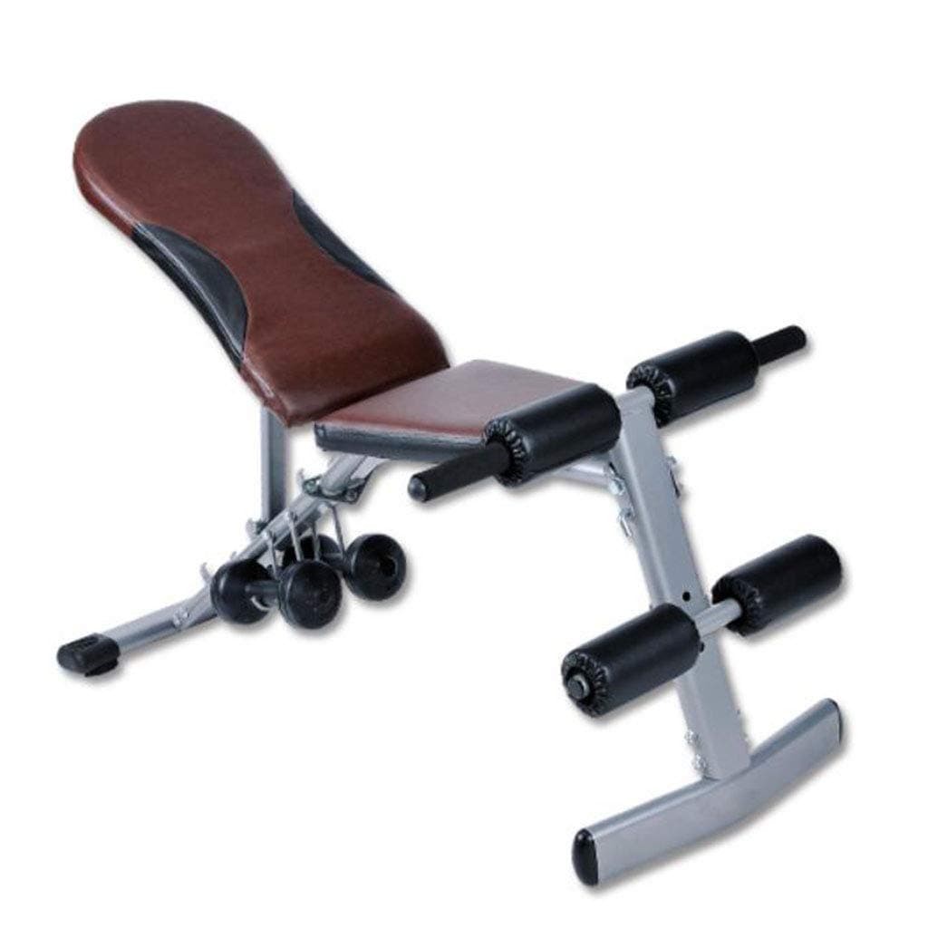 JLDN Weight Bench Utility Adjustable, Workout Benchs Foldable Bench Press Incline Gym Bench for Bench Press, Sit-ups, Leg Lifts, Full Body Fitness,Brown