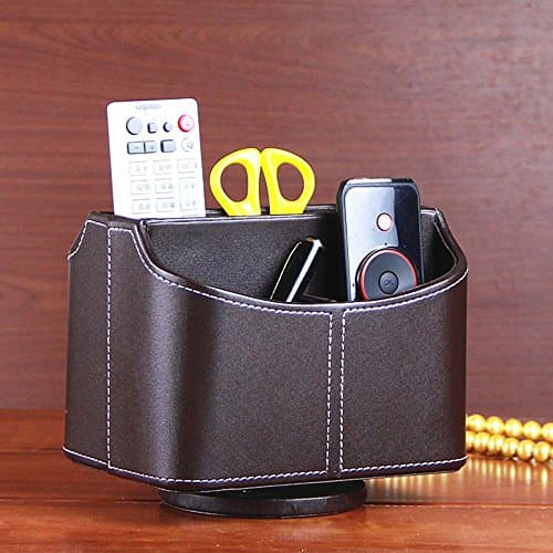 Likea 360 Degrees Revolving Media Storage Rotatable Remote control controller TV Guide/mail/CD organizer/caddy/holder /Glasses/Pen (Brown)