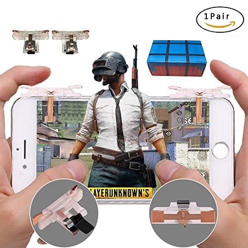 Aroc PUBG Mobile Game Controller + Gamepad Holder (Lastest Version), Game Equiment Set Joystick & Mobile Game Grip for PUBG/Knives Out/Rules of Survival Gamepad Joystick for Android IOS (Transparent)