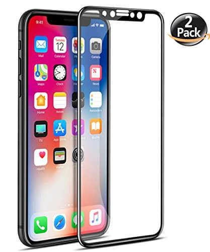iPhone X Screen Protector, [Case Friendly] (Clear, 2 Packs) JACNITAD iPhone X Tempered Glass Screen Protectors [3D Touch] 0.25mm Screen Protector Glass for Apple iPhoneX/10 work with most case (Black)