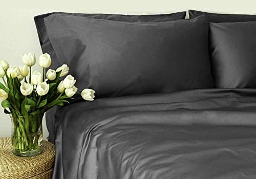 New Luxurious 600 Thread Count 100% Egyptian Cotton Solid Un-Attached Waterbed Sheet Set, Super Single , Elephant Grey with 19" deep pocket by Suburban Linens