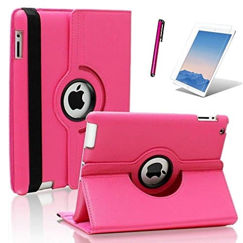 iPad Pro 9.7 Case with Screen Protector And Stylus Touch Pen – XERUS 360 Degree Rotation, Standing, Folding, And Flip Design TPU Leather Case for iPad Pro 9.7 Inch (Pink)