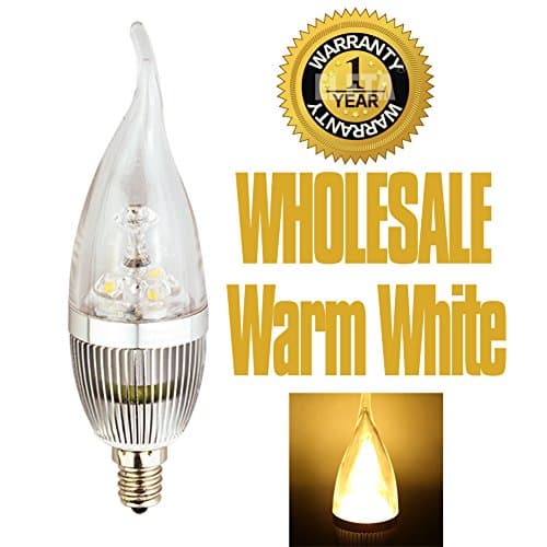 ELETA Wholesale closeout 36 Packsof 6pcs E12 LED Candelabra / Chandelier Bulbs (total 216pcs), Warm White 3000 Kelvin, 250 Lumens, 3W Equivalent to 25W, Non-Dimmable, Flame Shape