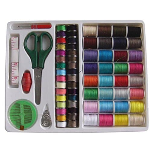 100PC Sewing Kit Thread Threader Needle Tape Storage Box Measure Scissor Thimble
