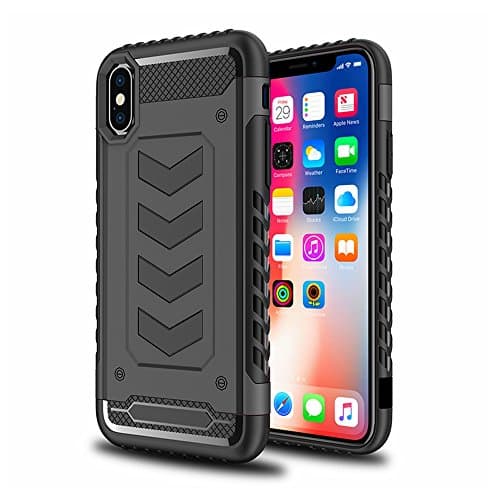 iPhone X Case,AGRIGLE [Linear Marker] 2 in 1 Double Layer Shock Absorption Defender Hybrid Protection Case Cover for iPhone X/iPhone 10 (Black)