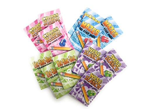 Activity Books 12 Mini Party pack | Brain development | Analytic stimulation| Fun activities Tic tac toe| Crossword puzzles|Word Search| Maze|Entertaining activities For both genders|Party Favor 2 x 3