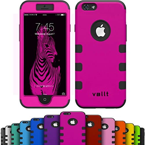 iPhone 6 Plus Case, (5.5 Inch) Dual Layer Armor Hard / Soft Heavy Duty Impact Resistant Shock Absorbent Drop Protective Cases By Vallt Cover For Apple I Phone (Hot Pink)