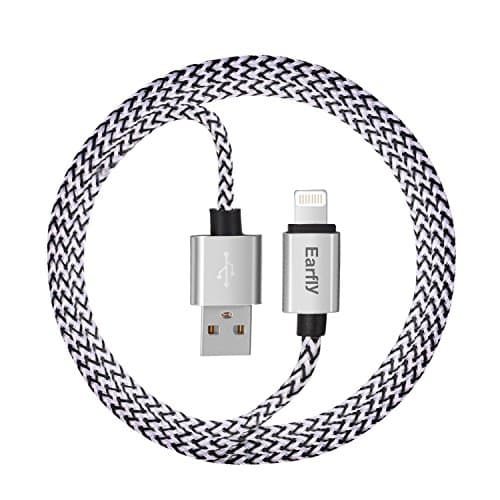 Lightning Cable, Earfly Lightning to USB Cable 6ft with Super High Speed USB 2.0 Charging Data Cables for iPhone7, 6s, SE, 6s plus, 6plus, 6,5s 5c 5, iPad Mini, Air, iPad, iPod . (Black+ White)