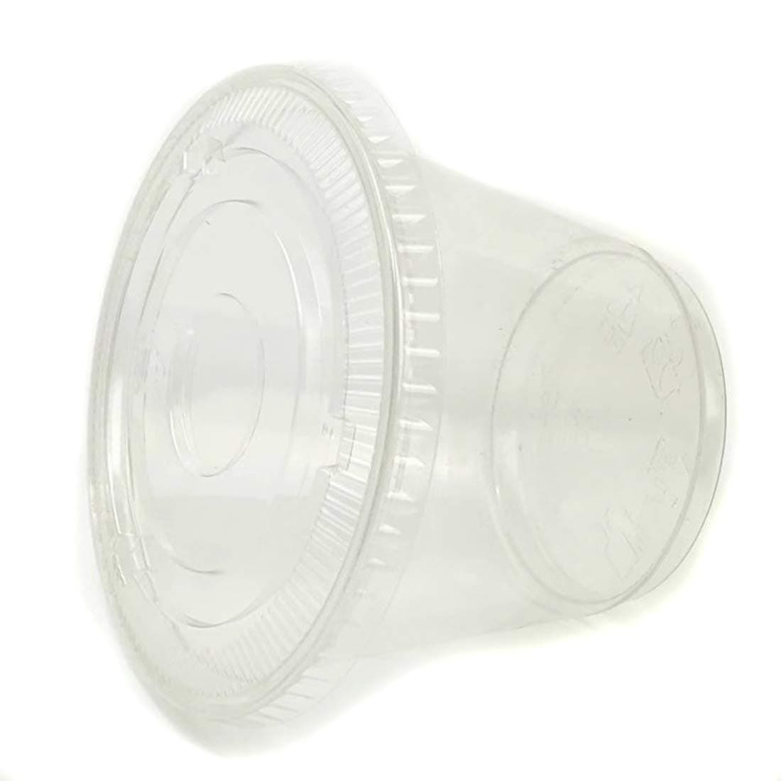 100sets Plastic Ultra Clear squat Cups with flat lids without x slotted is for Cupcake, icecream … (9oz dessert cup 100sets)