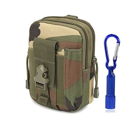 Ziomee Compact Tactical Molle Multi-Purpose Poly Tool Holder EDC Pouch Camo Bag Military Nylon Utility Tactical Waist Pack Camping Hiking Pouch with Mini Flashlight,Jungle