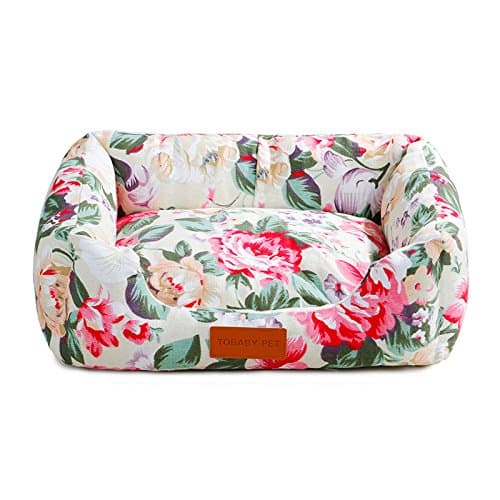 Plush Dog Bed Rectangle Warm Pet Bed, Creative Pattern Design (Blue,L)