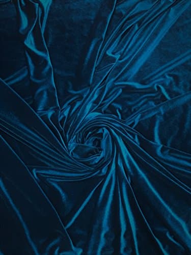 Stretch Velvet Solid Fabric by The Yard (Teal)