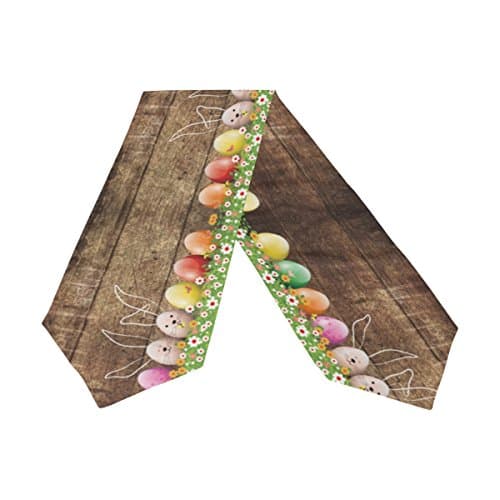 Yuihome Double-Sided Easter Bunny eggs Floral Polyester Table Runner 13 x 90 Inches Long Multicolor Table Top Decoration