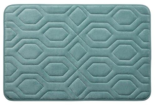 Fancy Embossed Honeycomb Pattern Micro Plush 20" x 32" Memory Foam Rug Bath Mat