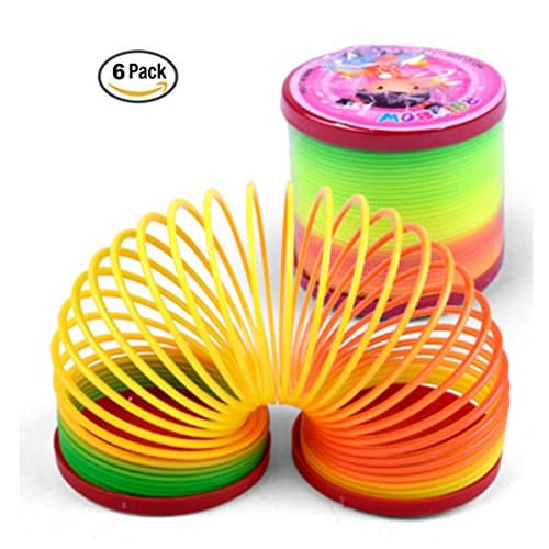 6 Piece Magic Rainbow Spring - 2.3 inch, Plastic, Fun Toy, Party Favor, Prize, Gift