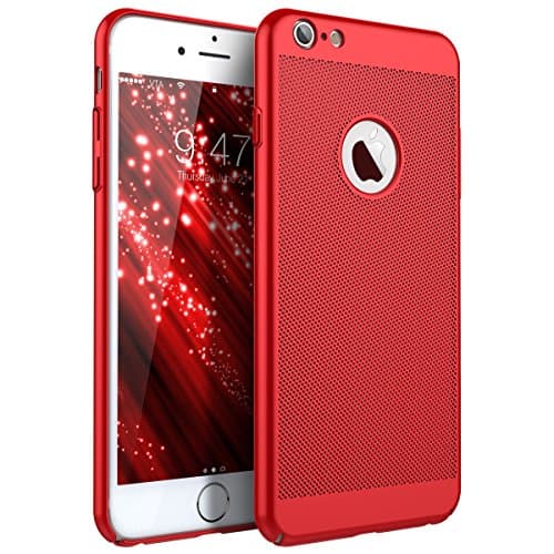 iPhone 6 Plus Case, iPhone 6S Plus Case, CinoCase Ultra Slim Mesh Case Lightweight Heat Dissipation Anti-Scratch Premium Hard PC Shell Protective Case Cover for iPhone 6 Plus/6S Plus - Red
