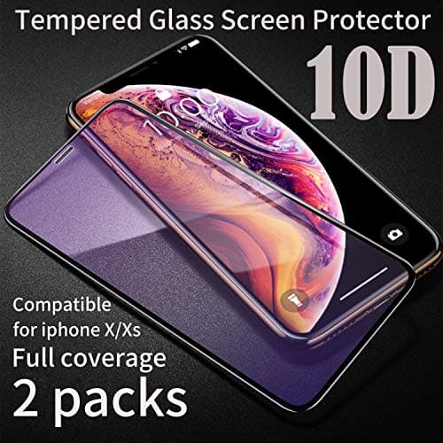 Screen Protector Compatible iPhone X Xs, [2-Pack] Ultra Slim Tempered Glass Screen Protector Compatible Apple iPhone X/Xs (2018), Anti-Fingerprint