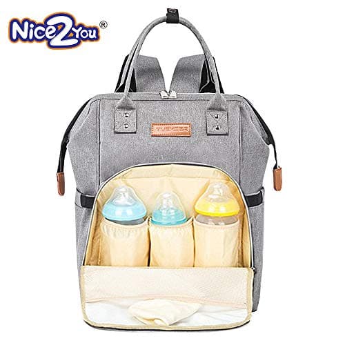 Nice2you Diaper Tote Bag Nappy Changing Backpack Multi Function Travel Backpack Organizer
