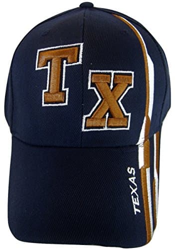 Texas TX with Stripes Adjustable Baseball Cap (Navy)