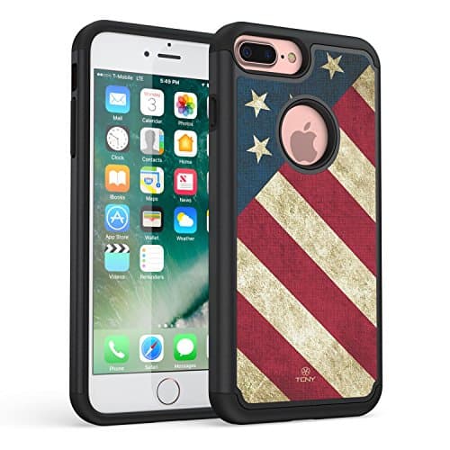 iPhone 7 Plus Case, iPhone 8 Plus Case, True Color Vintage American Flag Vaultek Case Printed on Heavy Duty Hybrid Dual Layer Protective Durable Shockproof Rugged Cover