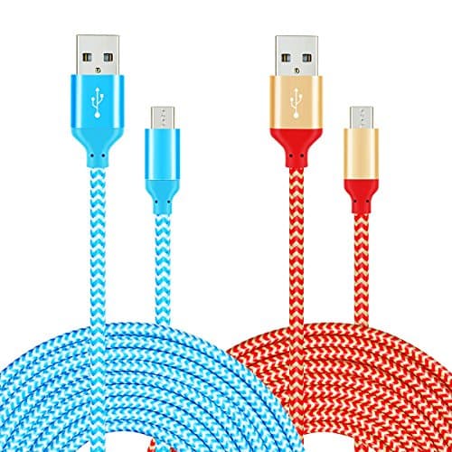 10FT Micro USB Cable, MIVINE 2 Pack Durable Nylon Braided Micro USB 2.0 Data Charging Cable for Android Galaxy S7 S6 edge S5, LG G4 V10, Nexus 5 4, HTC One M8 M9, Huawei, Sony, Motorola, Nokia
