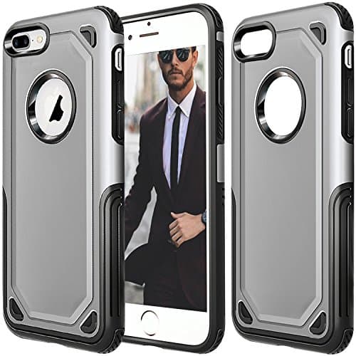iPhone 8 Plus Case,iPhone 7 Plus Case,PAANTTO Heavy Duty Slim Hybrid Case Shockproof Shell Soft TPU Protective Hard PC Cover Best Case for iPhone 7 Plus/8 Plus (Gray)