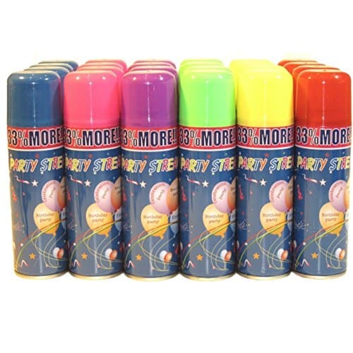 48 Party Streamer String Cans in Display Box - Silly Fun Party Novelty Item