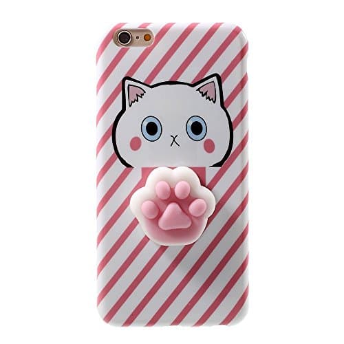 Squishy Cat iPhone 6/6s/6 Plus /7/7 Plus Case, 3D Cute Soft Silicone Cartoon Squishy Cute Cat Healing Stress Reduce Relieve Ball Phone Cover (J iPhone6/6s)