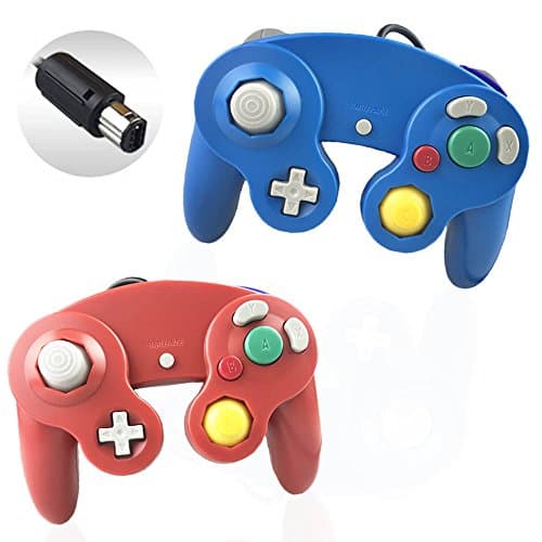 Gamecube Controller, Reiso 2 Packs Classic NGC Wired Controllers for Wii Gamecube(Red and Blue)