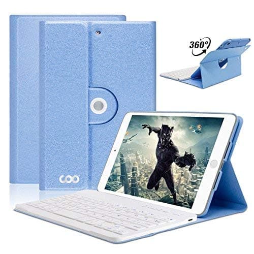 iPad Mini Keyboard Case for Apple iPad Mini 3,2,1,COO Wireless Detachable Bluetooth Keyboard & 360 Degree Rotatable Magnetic Cover with Apple Sleep/Wake,Built-in Non-Slip Case - Adjust Any Angle