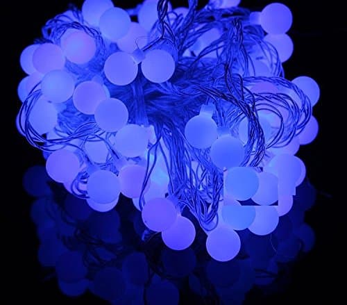 10M 32.8ft 100 Led Lights Globe String Bulb Round Ball Indoor Curtains Lights for Christmas, Wedding,Halloween Party, Garden, Home, Indoor, Outdoor, Bedroom Decorations (Blue )