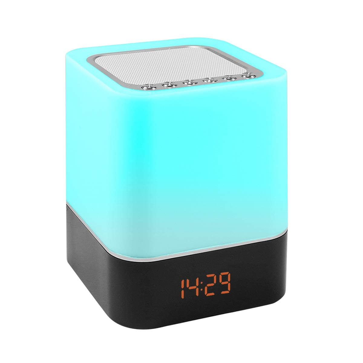 Touch Control Bedside Lamp with Wireless Bluetooth Speaker, Table Alarm Clock Bluetooth with Changing Led Night Light, Radio MP3 Playe and Mood Lighting