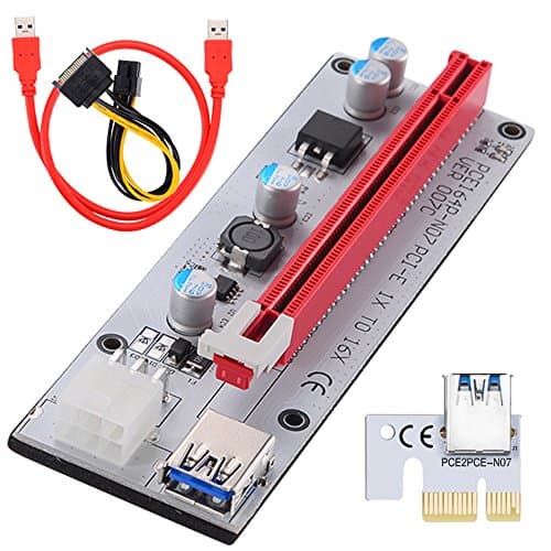 ZinMark [Bitcoin Mining Dedicated Card][1-Pack][V007] PCI-E 1x to 16x Powered Riser Adapter Card w/60cm USB 3.0 Extension Cable &amp; SATA Power Cable - GPU Riser Adapter - Ethereum Mining ETH