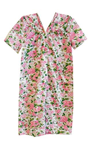 Snap Front Duster Pink/Green 1X