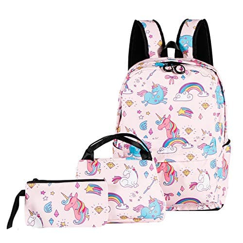 ABage School Bag 3 backpack Set Cute Lunch Bag Pattern Bookbag with Pencil Case for Girls and Boys
