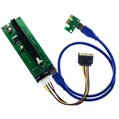 TechIntheBox PCI-E PCI Express 16X to 1X Powered Riser Adapter Card | USB 3.0 Flex Flexible Extension Cable and Molex 4 Pin Power Connector