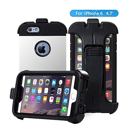 iPhone 6 Case,iPhone 6s Case, Anken [Shock Absorption] Slim Fit Dual Layer Hybrid Case with [Belt Clip] Kickstand &amp; Screen Protector Shockproof Drop Proof Case for Apple iphone 6/6s 4.7 Inch ( White)