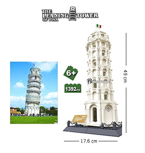 Learning &amp; Development Toys Plastic Model Building Blocks Architecture "Leaning Tower of Pisa" Large Size 19.5" (1,392 pcs)